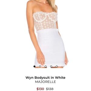 MAJORELLE Sheer White Bodysuit